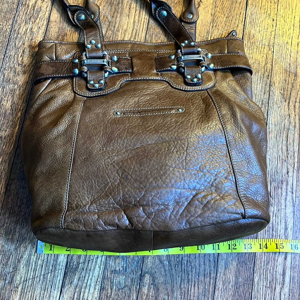 B. MAKOWSY satchel bag studded brown leather - Picture 7 of 16